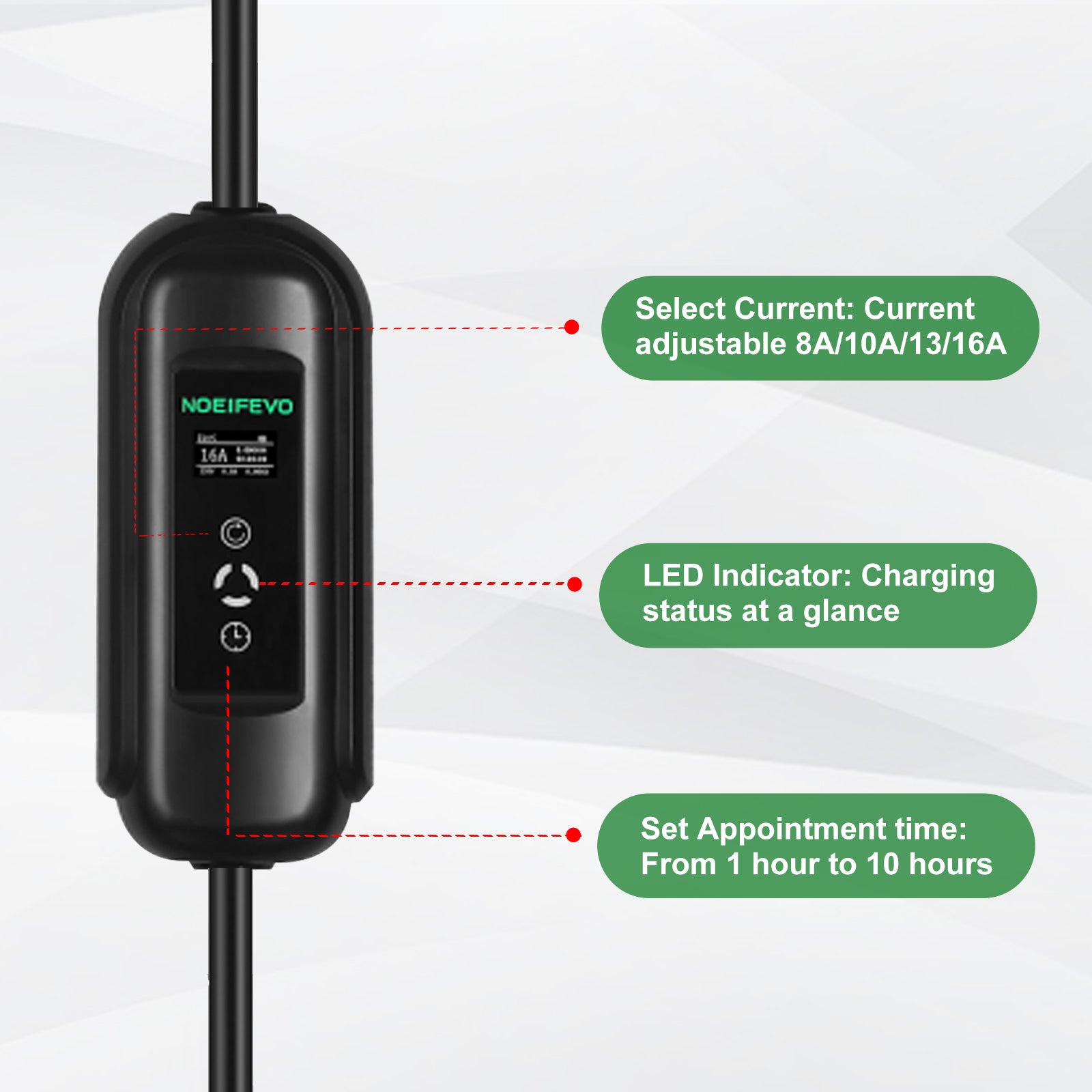 ערכת תחנת טעינה Noeifevo Type2 EV, מטען רכב חשמלי תלת פאזי 16A, תיבת קיר ניידת CEE 16A EVSE עם כבל 5 מטר