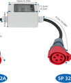 NOEIFEVO Caixa de Medidor de Energia Móvel, 5G 2.5 CEE16A/CEE32A 5P Plugue e Soquete, Medidor Intermediário para Motorhomes, Veículos Elétricos, Camping, Carros Elétricos ou Empresas