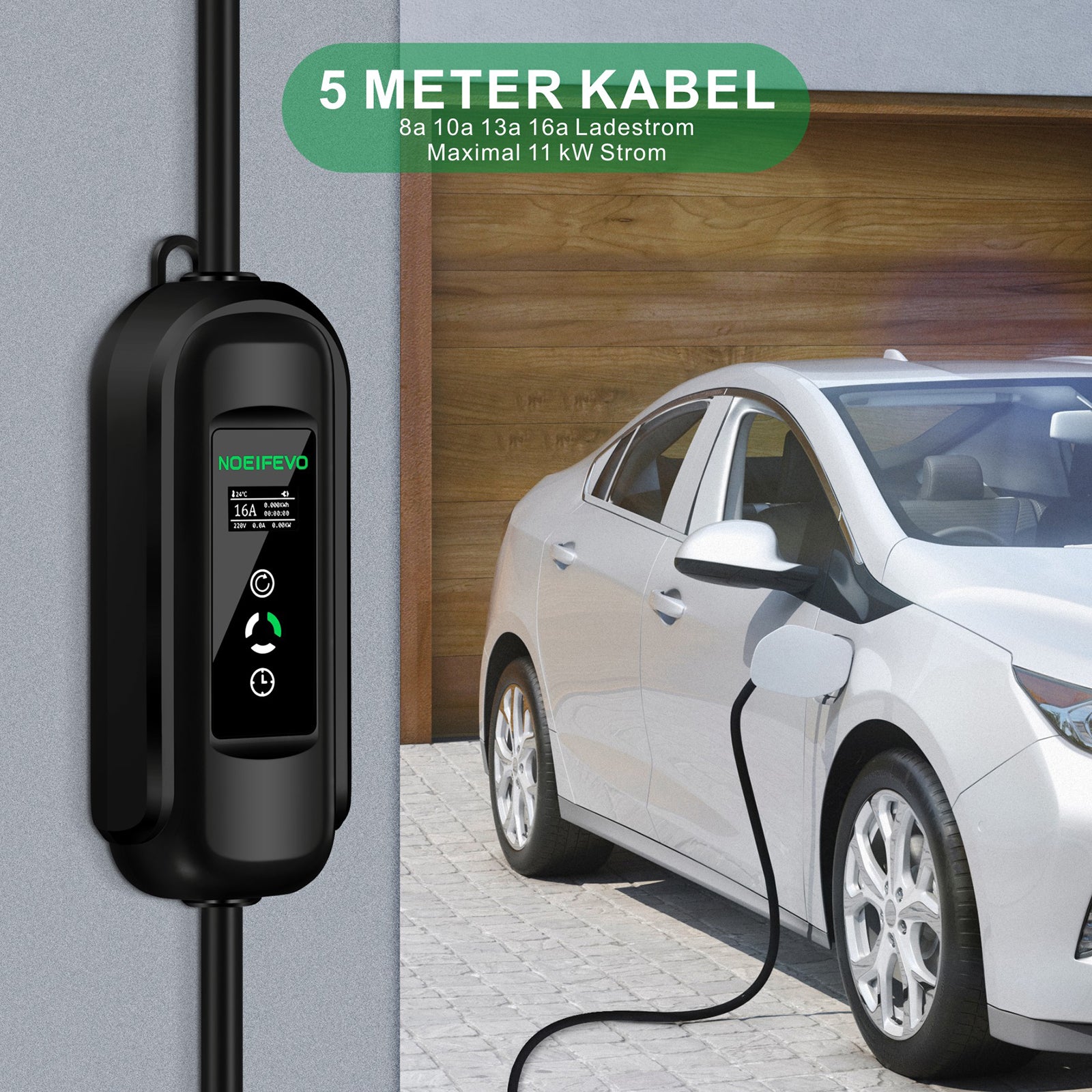 Sada nabíjecí stanice pro elektromobily Noeifevo Type2, 11KW 16A 5M nabíjecí kabel pro elektromobily, napájecí rychlonabíjecí kabel