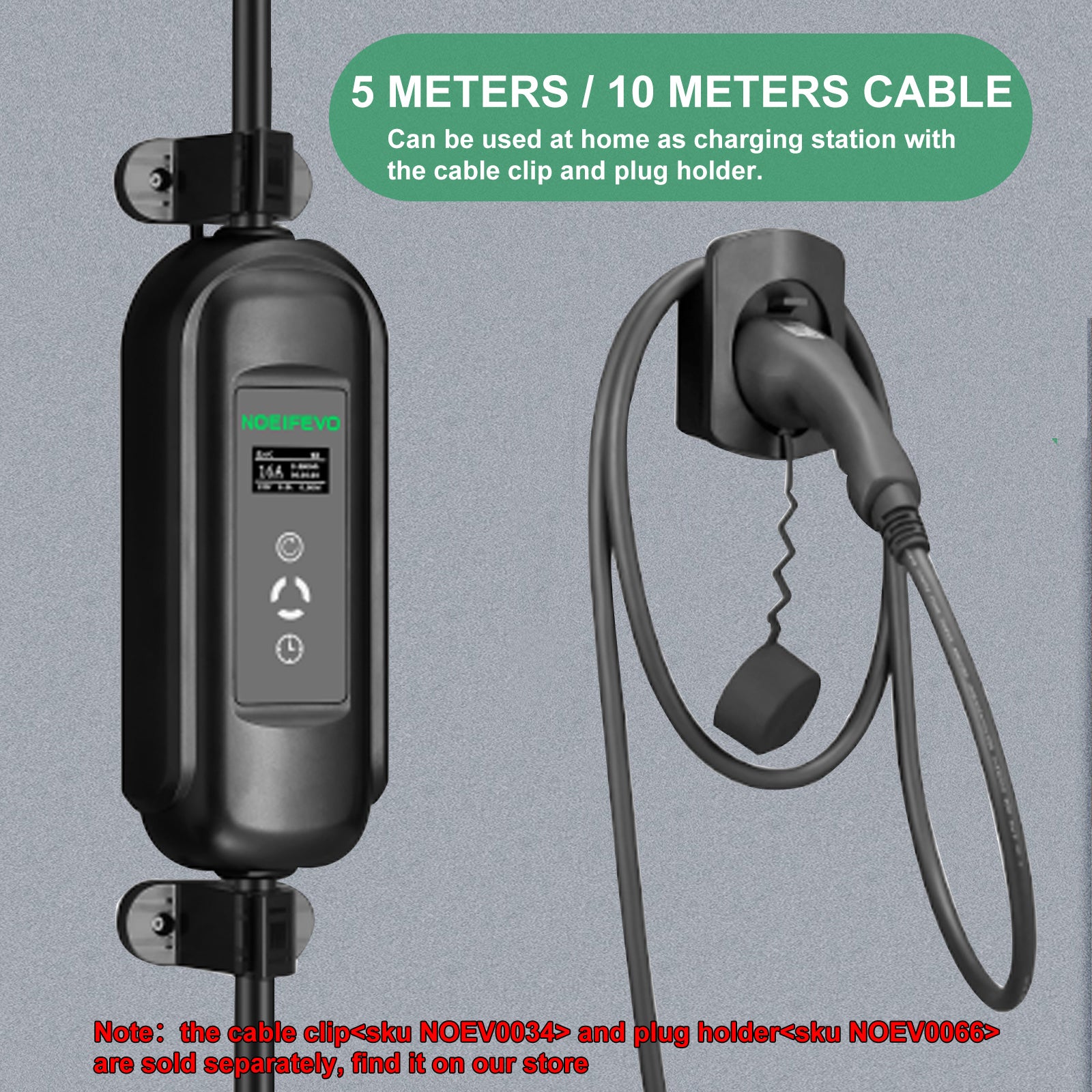 Noeifevo portáti Type1 3.6KW 16A EV Carregador，5m/10m EV móvel de carregament de cabo com Schuko