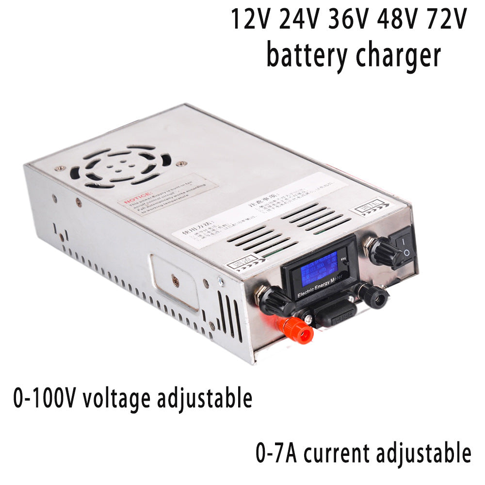 NOEIFEVO Justerbar spänning och strömområde 0-100V 1-7A batteriladdare, Kompatibel med 3,7V 6V 12V litium-, LiFePO4- och blybatterier