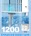 Mobilní klimatizace 4 v 1, úsporný mini ochlazovač vzduchu s velkou nádrží na vodu (1200 ml), 3stupňové odpařovací chlazení, 7barevné LED osvětlení, časovač a nízká hlučnost pro home office a ložnici