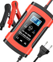 12V 6A Bil-Motorcykel Batteriladdare, Intelligent Multifunktionell Batteriladdare med Temperaturdetektion för Blysyra AGM Gel Djupcykelbatterier