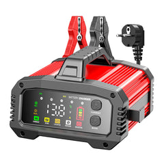 25A Bilbatterilader, 12V 25A 24V 15A Bly-syre AGM LiFePO4 Batterilader, Køretøjsoplader, Smart Batterilader til Biler, Lastbiler, Motorcykler, Plæneklippere