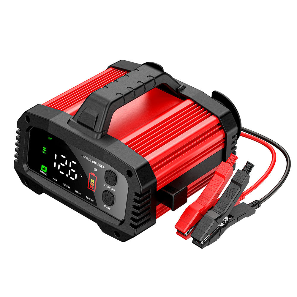 25A Bilbatterilader, 12V 25A 24V 15A Bly-syre AGM LiFePO4 Batterilader, Køretøjsoplader, Smart Batterilader til Biler, Lastbiler, Motorcykler, Plæneklippere