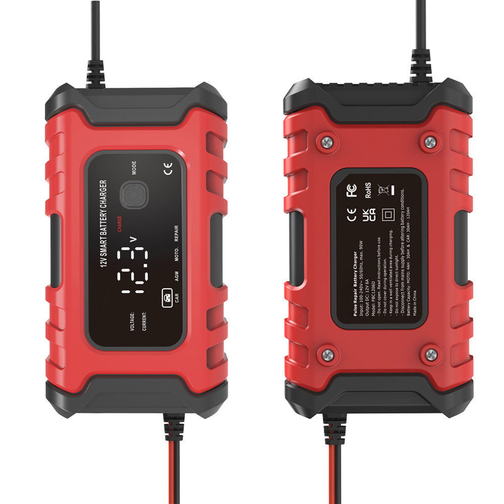 NOEIFEVO 6A Ładowarka do akumulatorów samochodowych, 12V Inteligentna, w pełni automatyczna ładowarka do akumulatorów samochodowych z kompensacją temperatury do samochodów, ciężarówek, motocykli, kosiarek, łodzi i akumulatorów morskich.