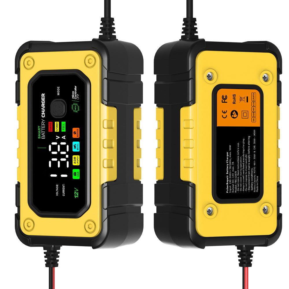 NOEIFEVO 7A Autobatterie Ladegerät, 12V Smart vollautomatische KFZ Batterieladegerät mit Temperaturkompensation für Auto LKW Motorrad Rasenmäher Boot Marine Batterien