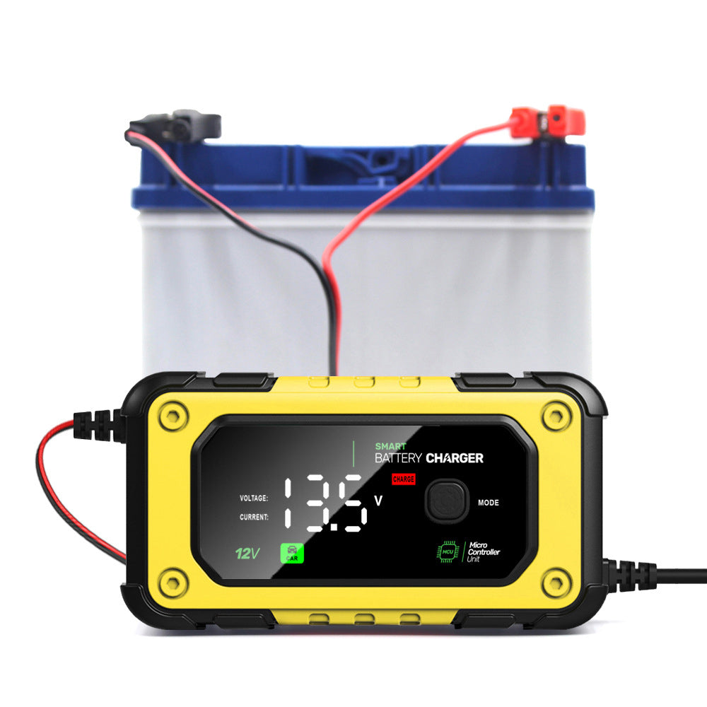 7A Autobatterie Ladegerät, 12V Smart vollautomatische KFZ Batterieladegerät mit LCD-Bildschirm, geeignet für Auto Motorrad Rasenmäher Boot Marine Batterien