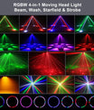 120W scenelys 4-i-1 RGBW moving head lyseffekt laserlys projektor partyslys med fjernkontroll for disco, DJ, bar, bursdagsfest