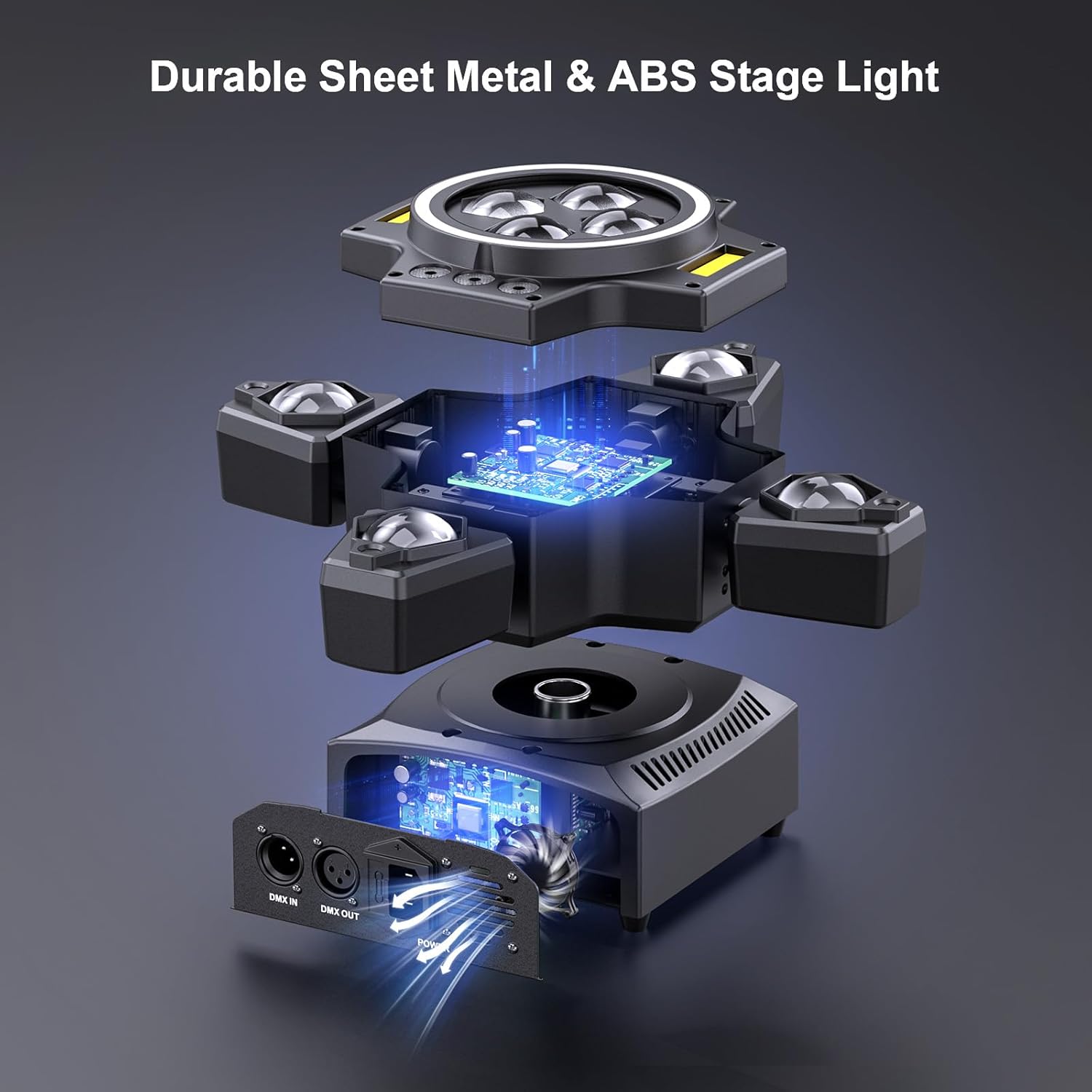 120W scenelys 4-i-1 RGBW moving head lyseffekt laserlys projektor partyslys med fjernkontroll for disco, DJ, bar, bursdagsfest