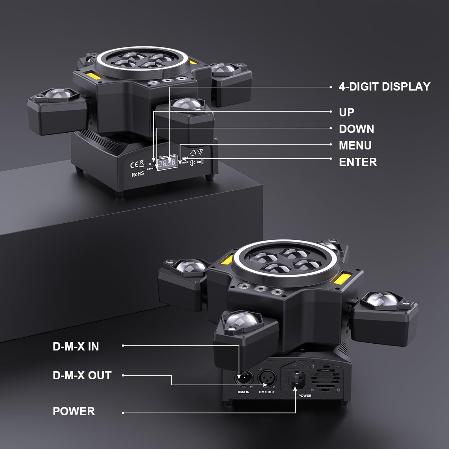 120W scenelys 4-i-1 RGBW moving head lyseffekt laserlys projektor partyslys med fjernkontroll for disco, DJ, bar, bursdagsfest