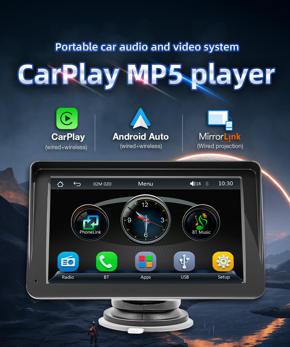 NOEIFEVO B70 7 Zoll Drahtloses CarPlay, Android Auto und MirrorLink – HD IPS Touchscreen, Bluetooth-Audio, Siri, GPS-Navigation Auto-Display für alle Fahrzeuge