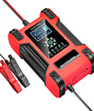 Ładowarka do akumulatorów samochodowych, 12V 12A / 24V 6A akumulator kwasowo-ołowiowy AGM LiFePO4, ładowarka pojazdowa, 7-stopniowa inteligentna ładowarka z wyświetlaczem LED do samochodów, ciężarówek, motocykli, kosiarek do trawy