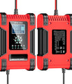 Ładowarka do akumulatorów samochodowych, 12V 12A / 24V 6A akumulator kwasowo-ołowiowy AGM LiFePO4, ładowarka pojazdowa, 7-stopniowa inteligentna ładowarka z wyświetlaczem LED do samochodów, ciężarówek, motocykli, kosiarek do trawy