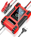 Ładowarka do akumulatorów samochodowych, 12V 12A / 24V 6A akumulator kwasowo-ołowiowy AGM LiFePO4, ładowarka pojazdowa, 7-stopniowa inteligentna ładowarka z wyświetlaczem LED do samochodów, ciężarówek, motocykli, kosiarek do trawy