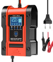 12V 6A / 24V 3A Auto- og motorcykelbatterioplader, intelligent multifunktions reparationsoplader med temperaturregistrering til blysyre-, AGM-, gel-, dybcyklus-, lithium- og LiFePO4-batterier.