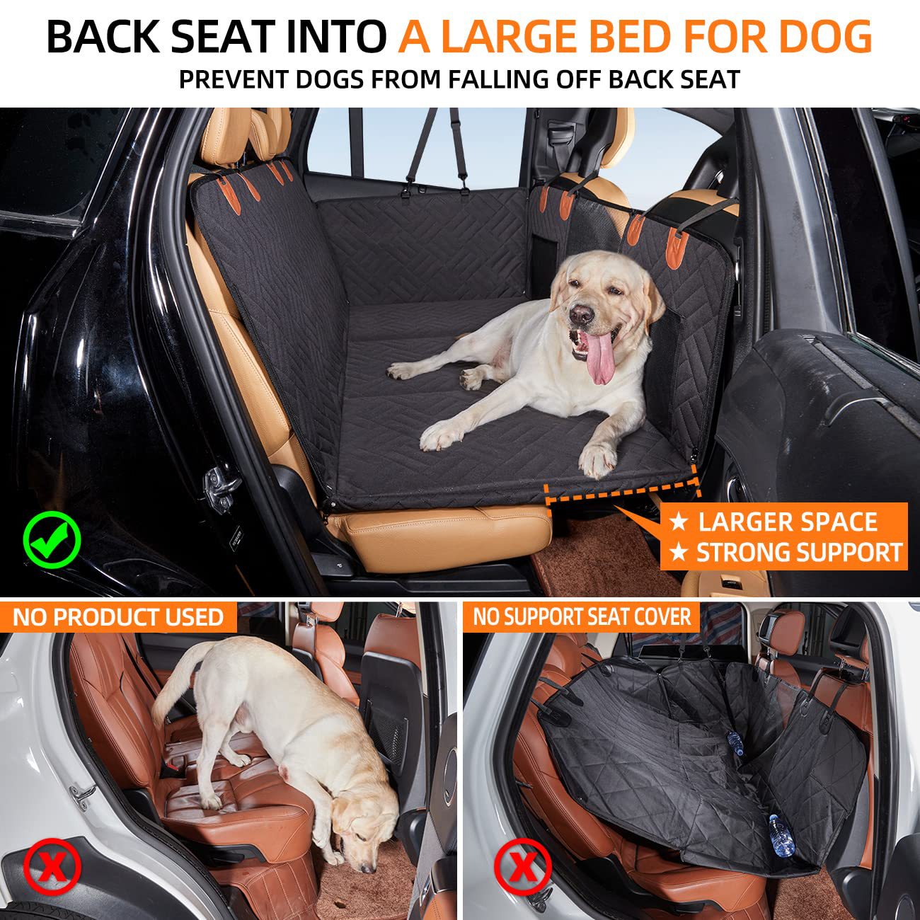 NOEIFEVO CA05 Manta para perro para asiento trasero de coche con fondo duro, asiento trasero con protección lateral y ventana de visualización, manta para perro resistente a los arañazos y al agua, alfombrilla para perro, asiento trasero