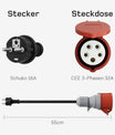 NOEIFEVO Zestaw adapterów do ładowarki EV dla mobilnej stacji ładowania 22KW / Ładowarki EV / Stacji ładowania do CEE czerwony 16A / CEE niebieski 16A / Gniazdka domowego 230V.