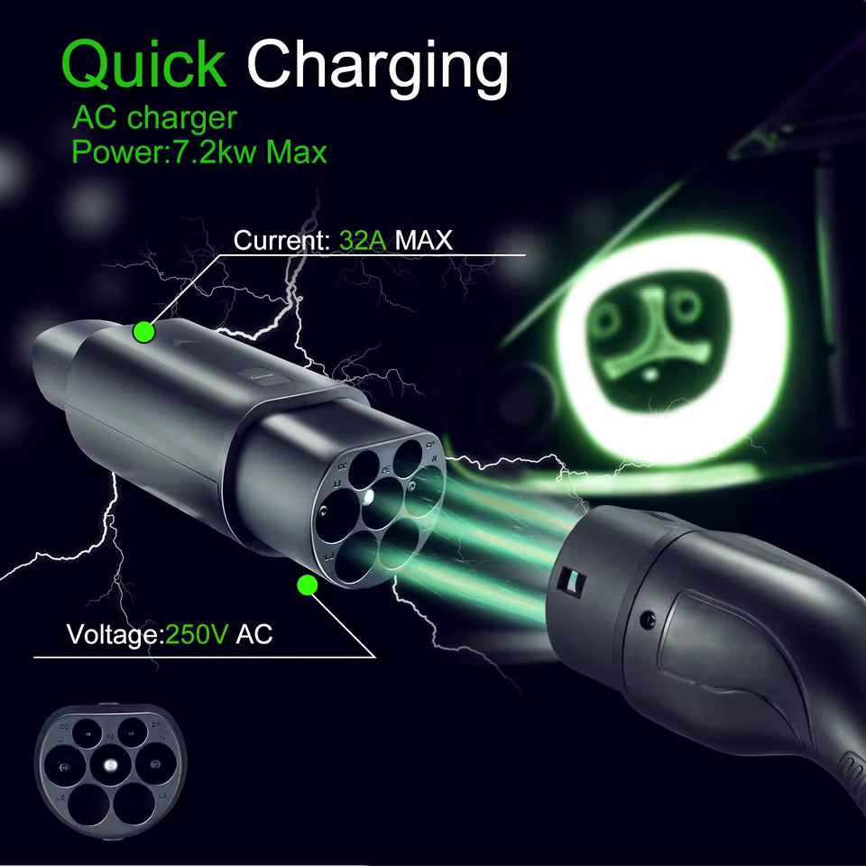 Adattatore NOEIFEVO Tipo 2 per Tesla, AC 7,2 kW 32A 220V, compatibile con Tesla Model S/X/3, per caricabatterie AC Tipo 2 per veicoli elettrici per caricare veicoli Tesla