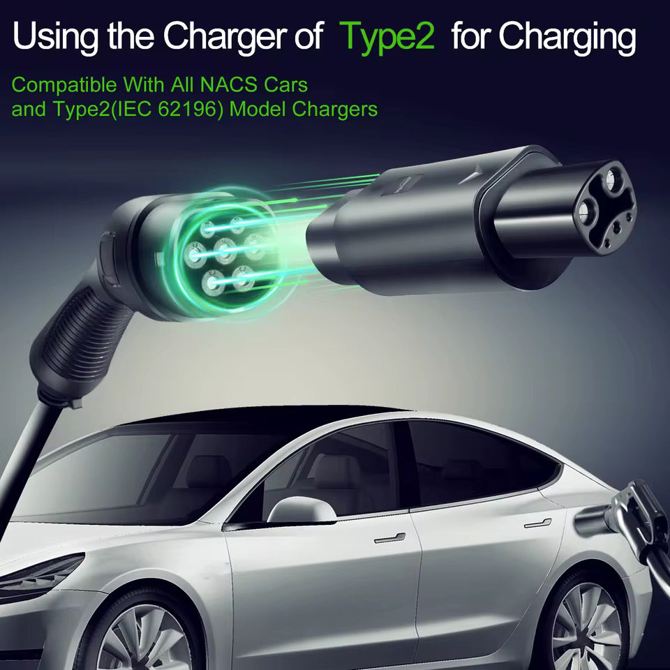 Adattatore NOEIFEVO Tipo 2 per Tesla, AC 7,2 kW 32A 220V, compatibile con Tesla Model S/X/3, per caricabatterie AC Tipo 2 per veicoli elettrici per caricare veicoli Tesla