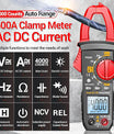 Stroomtang-multimeter, 4000 counts TRMS met automatische bereikselectie, meet AC/DC-stroom, spanning, weerstand, capaciteit, continuïteit en heeft contactloze spanningsdetectie