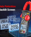 Stroomtang-multimeter, 4000 counts TRMS met automatische bereikselectie, meet AC/DC-stroom, spanning, weerstand, capaciteit, continuïteit en heeft contactloze spanningsdetectie