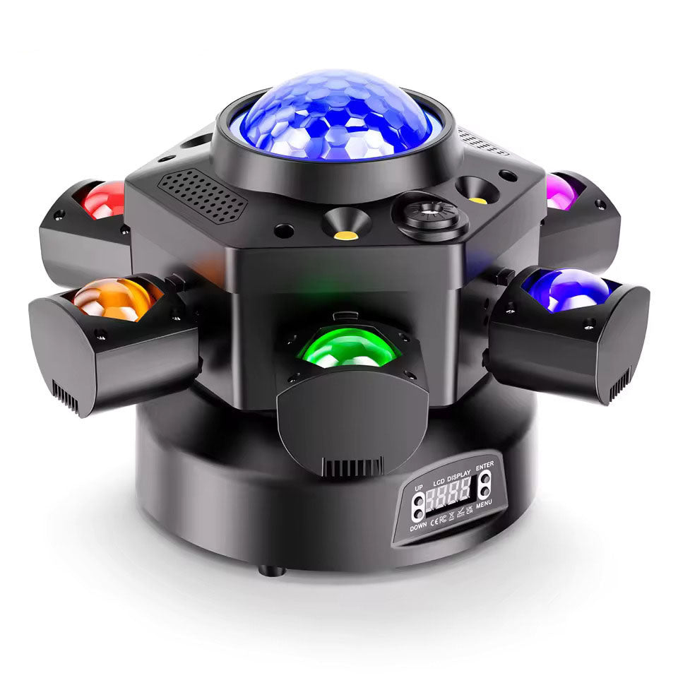 120W Sechsarmige Bühnenleuchte, Moving Head Licht mit RGBW 4-in-1-Effekt und DMX512-Steuerung, geeignet für Diskotheken, Partys, Konzerte, Kirchen, Hochzeiten und Theater.