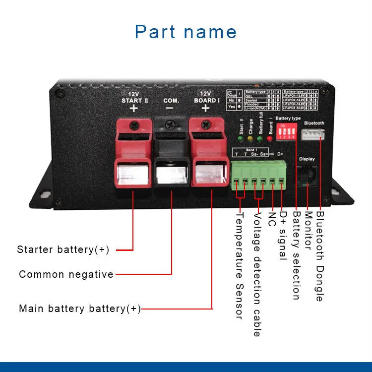 NOEIFEVO 12V 60A DC-DC Booster nabíječky baterií pro obytné vozy, karavany a čluny, pro LiFePO4 lithiové olověné baterie AGM GEL, podpora Bluetooth