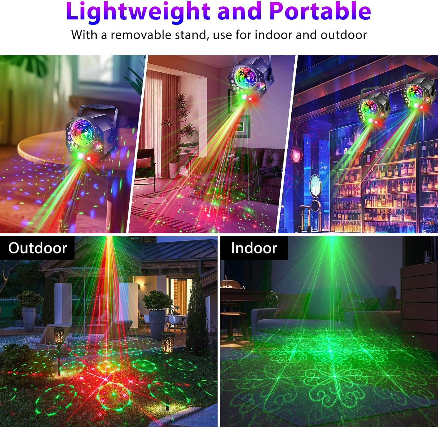4-in-1-discobal – feestlicht met 64 patronen, op muziek reagerende discolamp met afstandsbediening, RGB-uv-stroboscoop voor thuis, bar, club, buiten en verjaardagsfeesten