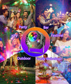 4-in-1-discobal – feestlicht met 64 patronen, op muziek reagerende discolamp met afstandsbediening, RGB-uv-stroboscoop voor thuis, bar, club, buiten en verjaardagsfeesten