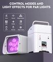 4 Stück RGBWA+UV LED Par Scheinwerfer Partybeleuchtung mit Tasche 6x18W DMX Bühnenbeleuchtung Wiederaufladbar Eingebauter Akku Kabellose Par Leuchte Farblicht