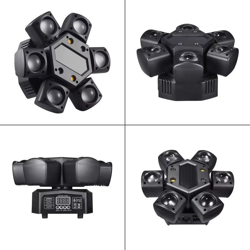 80W RGBW LED Moving Head Partylicht, 4-in-1 Mini Sechsarmiger Beam Strobe Effekt, DJ Bar Bühnenbeleuchtung mit Fernbedienung, DMX 512 Unterstützung