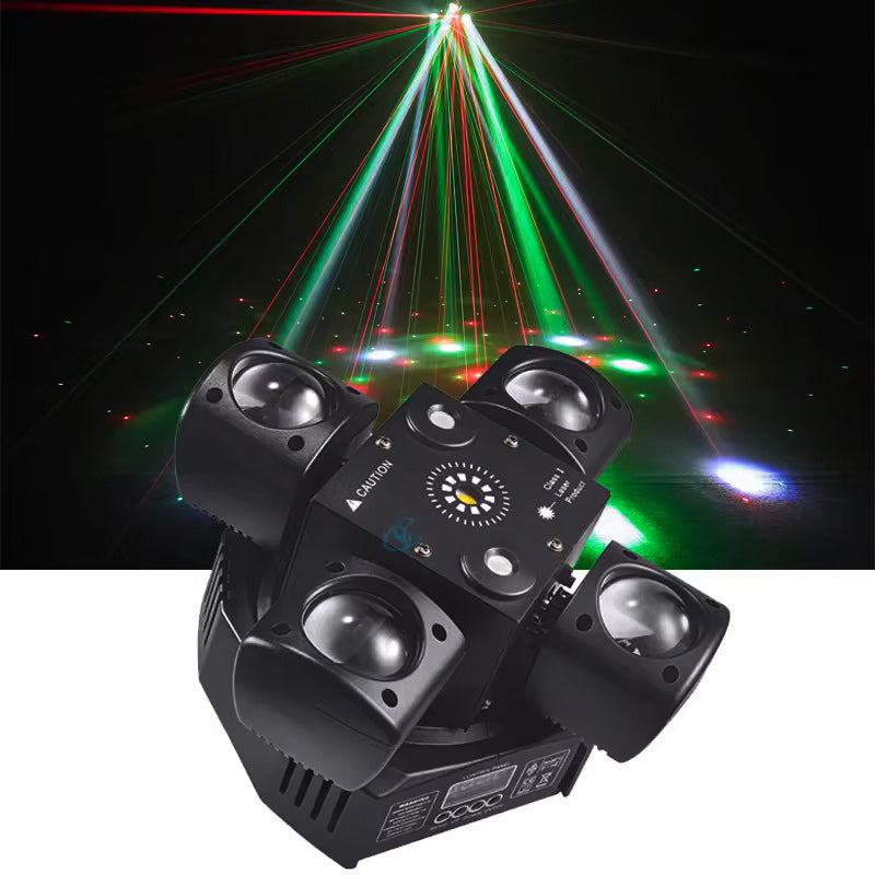 90W RGB LED Beam Moving Head Partylicht, Rot-Grüner Laser mit weißem Blitzlicht, DMX512 & Sound-to-Light Steuerung für DJ-Partys