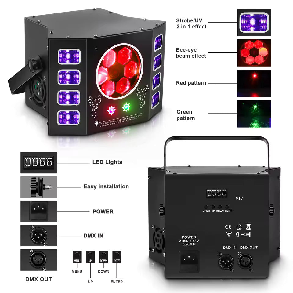 100W Bienenauge Stroboskop Bühnenstrahler 4-in-1 RGBW LED Effektlicht DMX512 DJ-Lichteffekt für Disco Party  Konzert Nachtclub