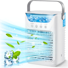 Mobilna klimatyzacja, mini klimatyzator 700 ml, przenośna klimatyzacja 4 w 1 z USB, z timerem 2/4/6 godzin, 3 prędkości i 2 tryby mgły, 7 kolorów, mini chłodnica powietrza do domu, biura