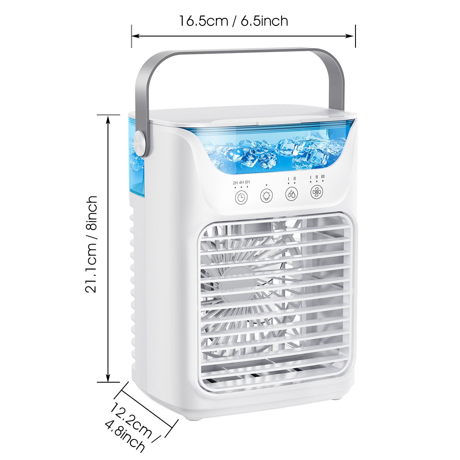 Mobilna klimatyzacja, mini klimatyzator 700 ml, przenośna klimatyzacja 4 w 1 z USB, z timerem 2/4/6 godzin, 3 prędkości i 2 tryby mgły, 7 kolorów, mini chłodnica powietrza do domu, biura