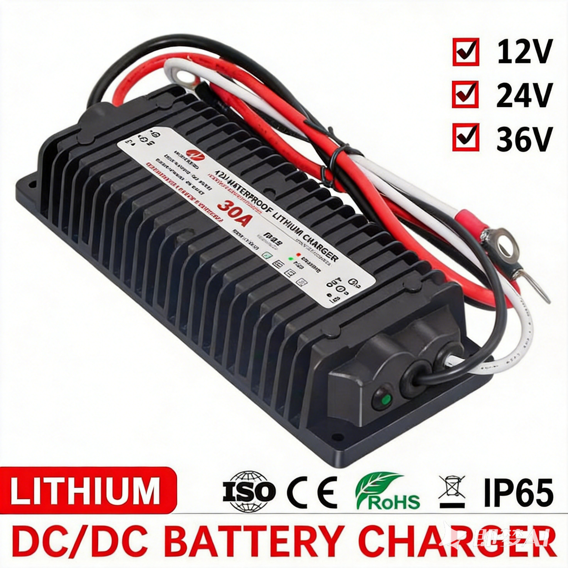 NOEIFEVO Wasserdichtes DC 10-36V bis 14.6V 29.2V 43.8V LiFePO4 Lithium-Batterieladegerät für Wohnmobile, Boote, Autos und Dual-Batterie-Energiespeichersysteme